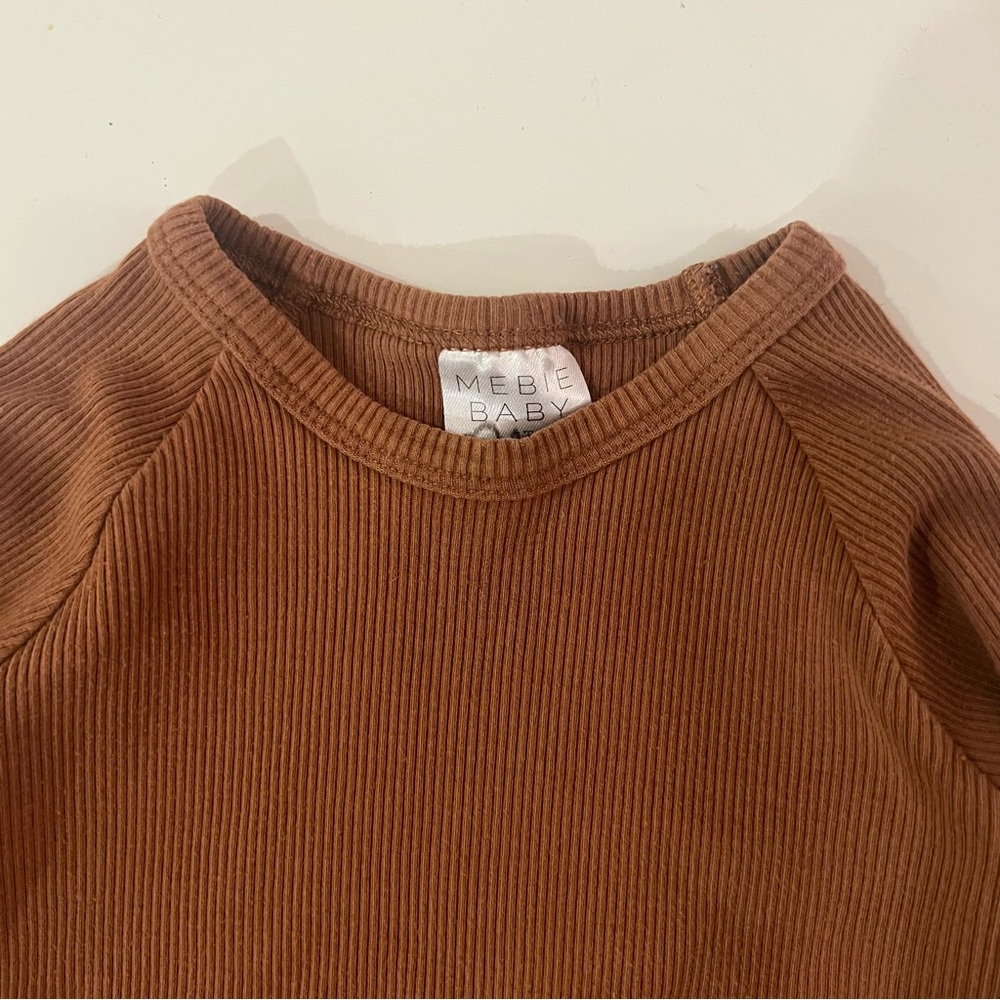 Mebie Baby Brown Ribbed Long Sleeve Top